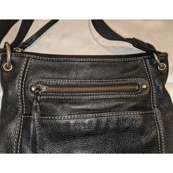 The Sak Black Pebbled Leather Adjustable Crossbody Bag Multi Pocket Purse Lined - Picture 3 of 8